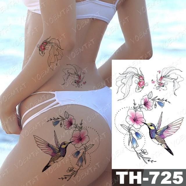 Luxury Big Waterproof Temporary Sticker Tattoo Large Flowers And Animals Body Tattos For Womens