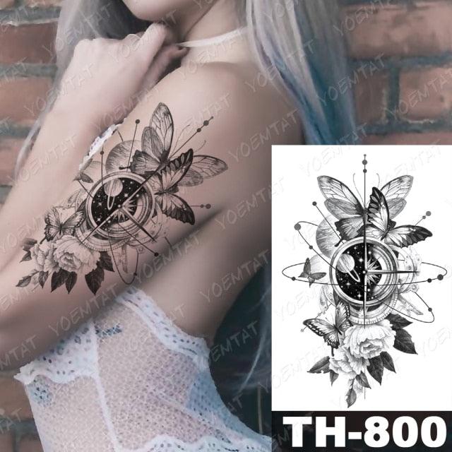 Luxury Big Waterproof Temporary Sticker Tattoo Large Flowers And Animals Body Tattos For Womens