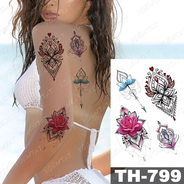 Luxury Big Waterproof Temporary Sticker Tattoo Large Flowers And Animals Body Tattos For Womens