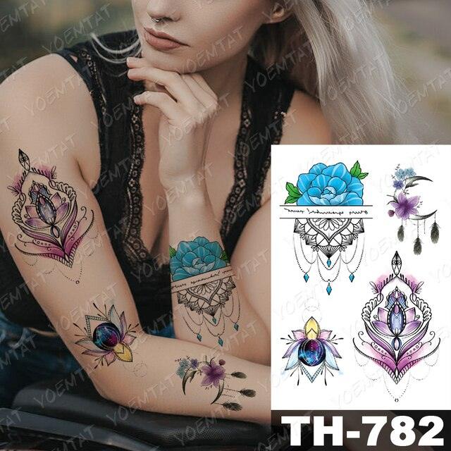 Luxury Big Waterproof Temporary Sticker Tattoo Large Flowers And Animals Body Tattos For Womens
