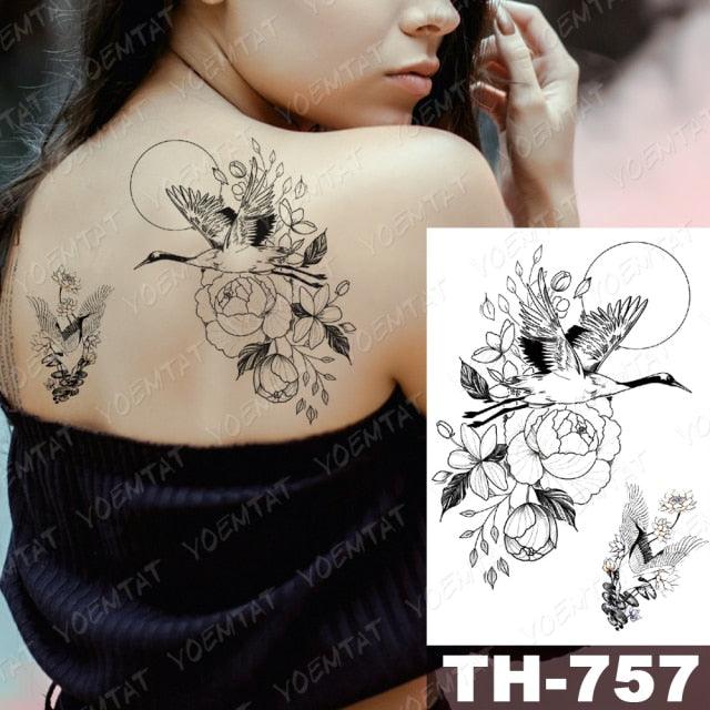 Luxury Big Waterproof Temporary Sticker Tattoo Large Flowers And Animals Body Tattos For Womens