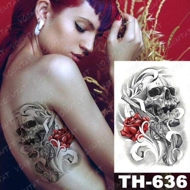 Luxury Big Waterproof Temporary Sticker Tattoo Large Flowers And Animals Body Tattos For Womens