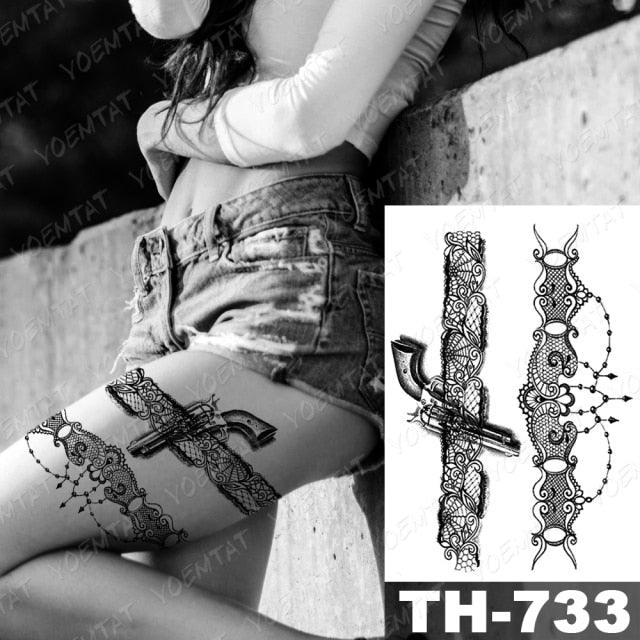 Luxury Big Waterproof Temporary Sticker Tattoo Large Flowers And Animals Body Tattos For Womens