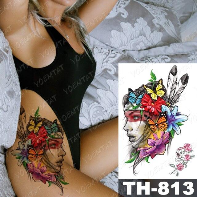 Luxury Big Waterproof Temporary Sticker Tattoo Large Flowers And Animals Body Tattos For Womens