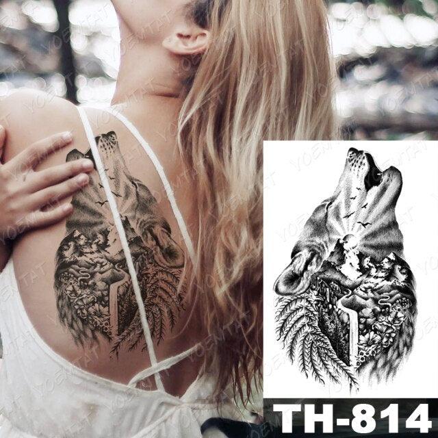 Luxury Big Waterproof Temporary Sticker Tattoo Large Flowers And Animals Body Tattos For Womens