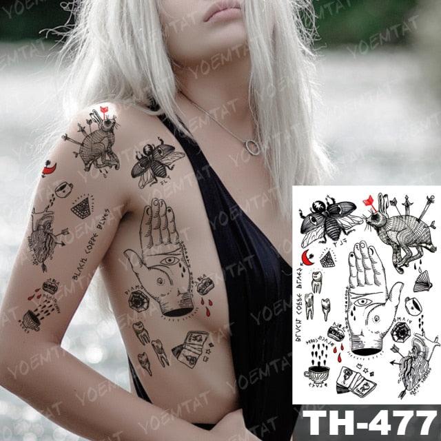 Luxury Big Waterproof Temporary Sticker Tattoo Large Flowers And Animals Body Tattos For Womens