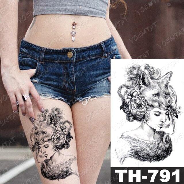 Luxury Big Waterproof Temporary Sticker Tattoo Large Flowers And Animals Body Tattos For Womens