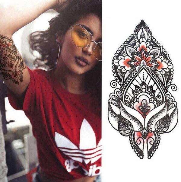 Luxury Colorful And Black Womens Tattoo Temporary Flower Waterproof Elegant Modern Tattoo For Shoulder