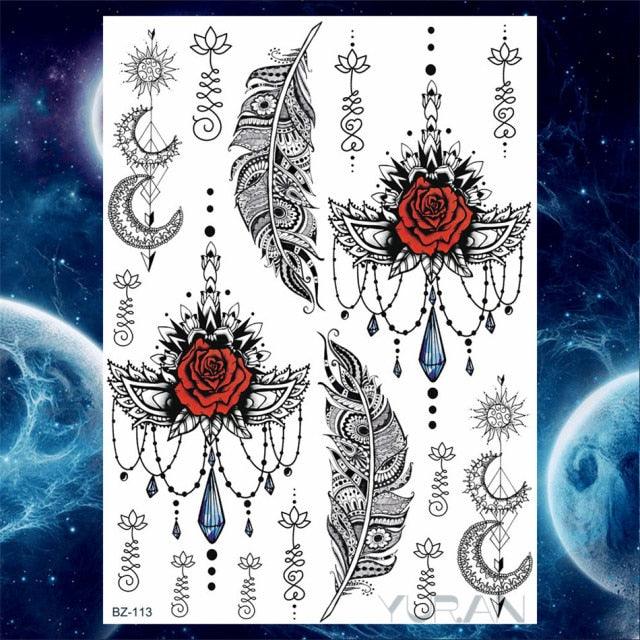 Luxury Colorful Flower Lavender Waterproof Temporary Tattoos Animals Arm Chest Tattoo Stickers Elegant Summer Style For Womens Mens