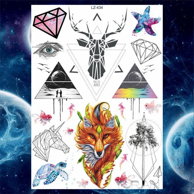 Luxury Colorful Flower Lavender Waterproof Temporary Tattoos Animals Arm Chest Tattoo Stickers Elegant Summer Style For Womens Mens