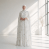 Luxury Crystal Embellished Cape Abaya Set with Inner Dress (MA390)