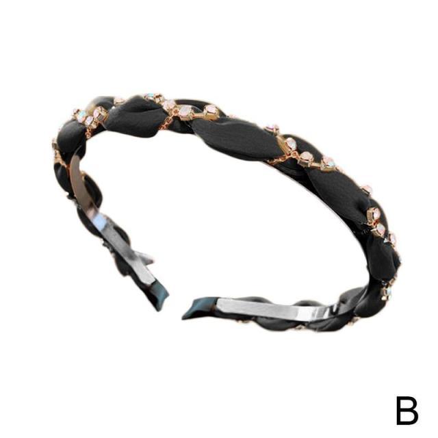 Luxury Crystal Rhinestone Cross Hair Bands For Girls Women Chiffon Stylish Headwear Korean Hair Bands Hoop New Fashion Gorgeous Hair Accessories For Women