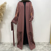 Luxury Embroidered Mesh Cardigan Abaya Dress (MOA161)