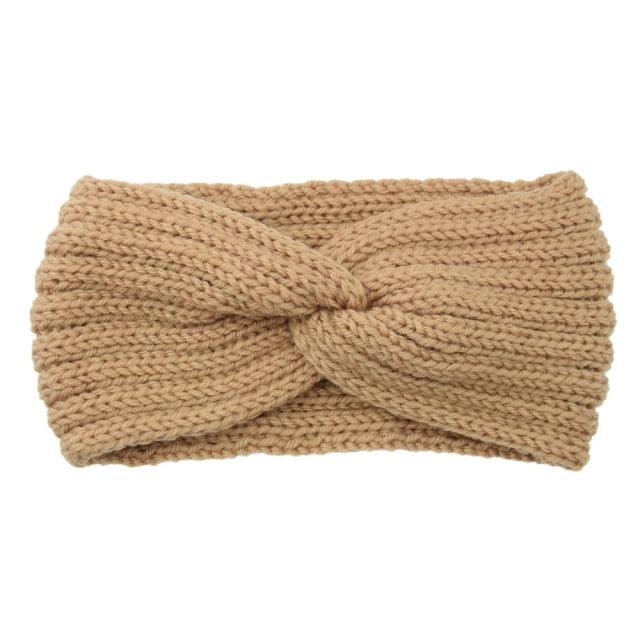 Luxury Fashion Winter Soft Solid Color Elastic Elegant Wide Knitting Cross Lightweight Headband Yoga Turban Bandage Bandanas Hair Bands For Women