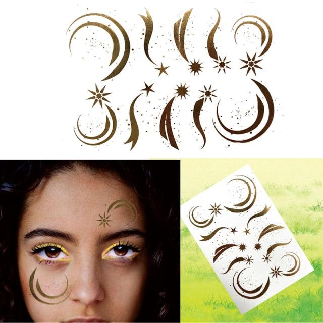 Luxury Flash Metallic Waterproof Temporary Tattoo Gold Silver Flower Tattoo Sticker Long Lasting Gold Design For Womens