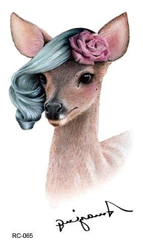 Luxury Head Deer Waterproof Temporary Stickers Tattoo Modern Colorful Tatoo For Women Men