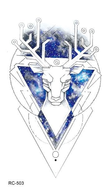 Luxury Head Deer Waterproof Temporary Stickers Tattoo Modern Colorful Tatoo For Women Men
