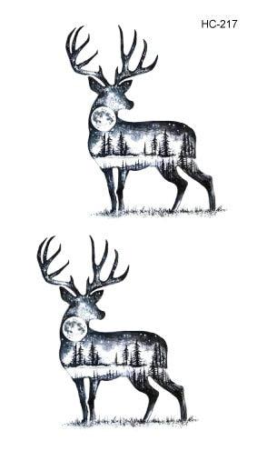Luxury Head Deer Waterproof Temporary Stickers Tattoo Modern Colorful Tatoo For Women Men
