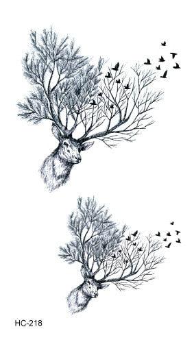 Luxury Head Deer Waterproof Temporary Stickers Tattoo Modern Colorful Tatoo For Women Men