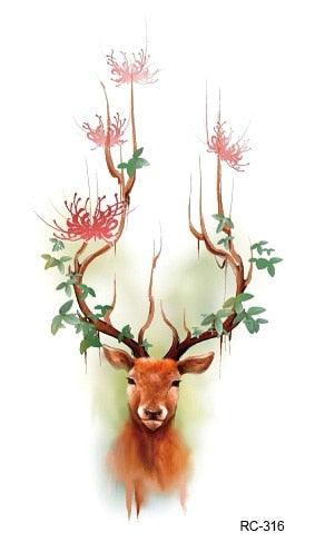 Luxury Head Deer Waterproof Temporary Stickers Tattoo Modern Colorful Tatoo For Women Men