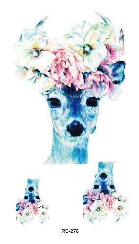 Luxury Head Deer Waterproof Temporary Stickers Tattoo Modern Colorful Tatoo For Women Men