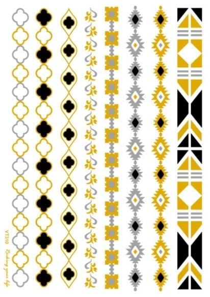 Luxury Metallic Temporary Tattoo Gold Silver Flower Sticker Long Lasting Gold Design For Womens