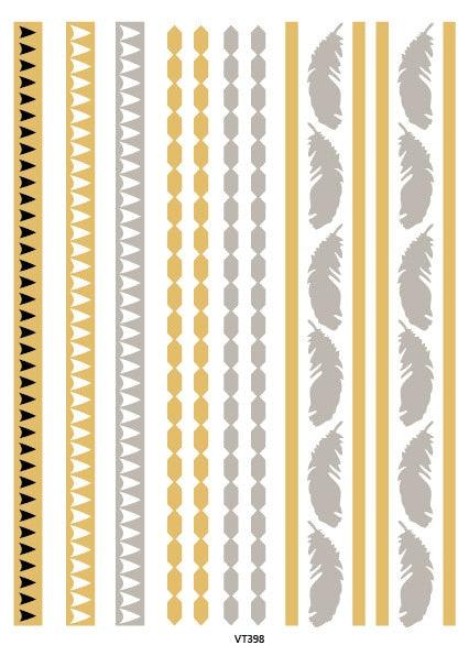 Luxury Metallic Temporary Tattoo Gold Silver Flower Sticker Long Lasting Gold Design For Womens