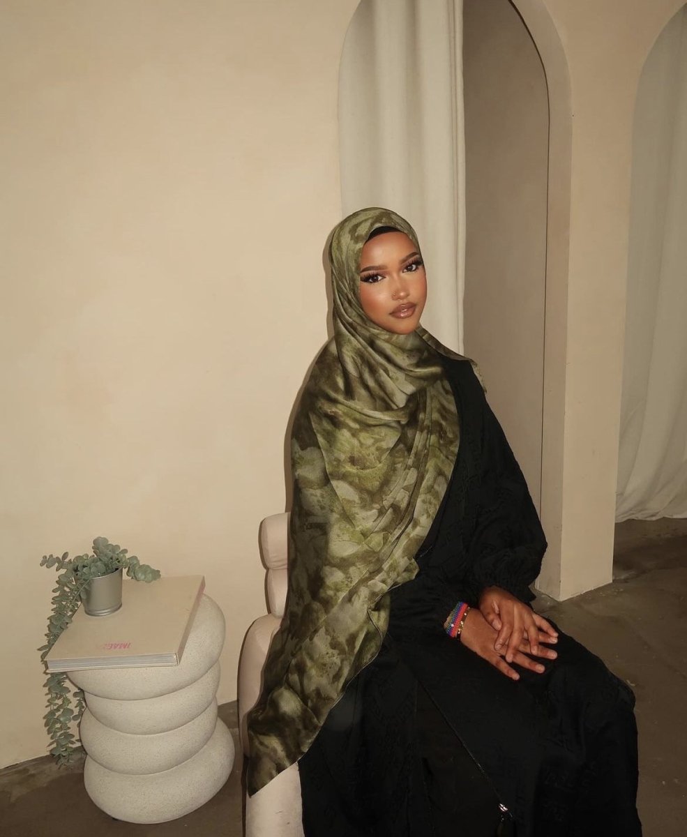 Luxury Premium Silk-Like Printed Hijab Scarf | 180x85cm Large Rectangle Hijab(MH146)