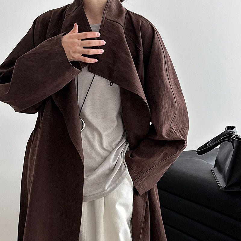 Luxury Stand Collar Coat | Single Button Mid-Length Trench (MS148)