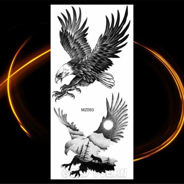 Luxury Tiger Temporary Tattoos Fox Wolf Fake Tattoo Sticker Realistic Black Animal Temporary Tattoo Stickers For Mens