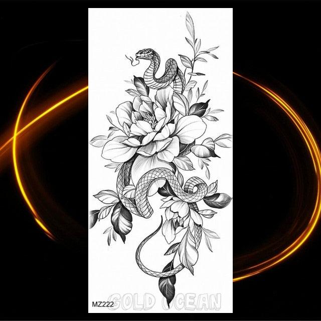 Luxury Tiger Temporary Tattoos Fox Wolf Fake Tattoo Sticker Realistic Black Animal Temporary Tattoo Stickers For Mens