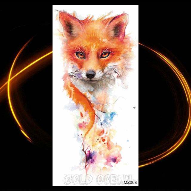 Luxury Tiger Temporary Tattoos Fox Wolf Fake Tattoo Sticker Realistic Black Animal Temporary Tattoo Stickers For Mens