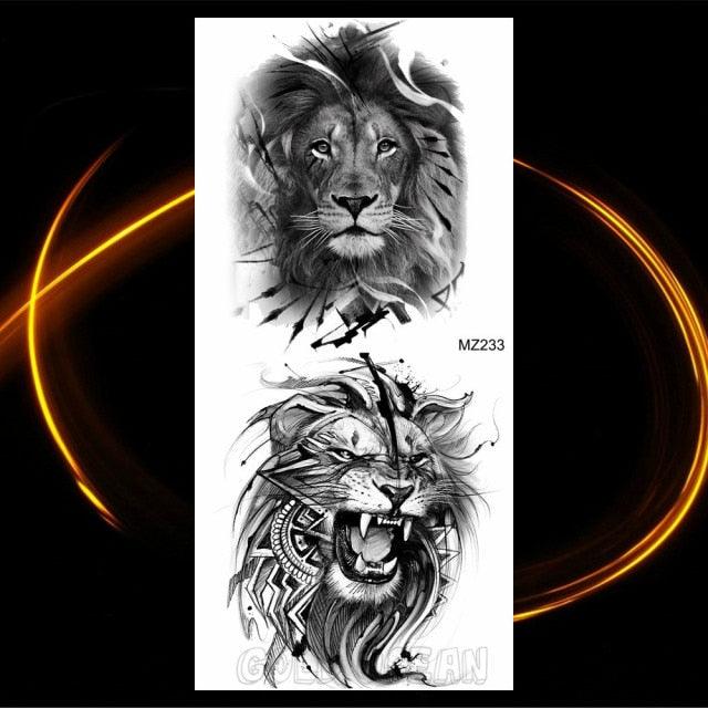 Luxury Tiger Temporary Tattoos Fox Wolf Fake Tattoo Sticker Realistic Black Animal Temporary Tattoo Stickers For Mens