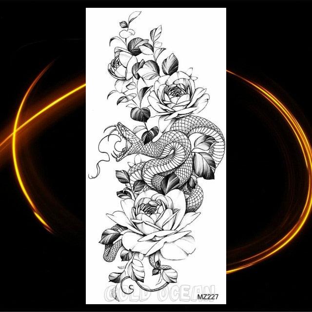 Luxury Tiger Temporary Tattoos Fox Wolf Fake Tattoo Sticker Realistic Black Animal Temporary Tattoo Stickers For Mens