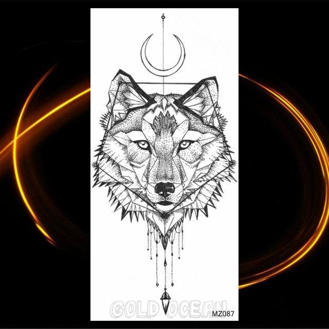 Luxury Tiger Temporary Tattoos Fox Wolf Fake Tattoo Sticker Realistic Black Animal Temporary Tattoo Stickers For Mens