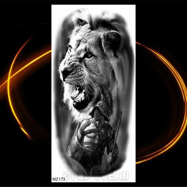 Luxury Tiger Temporary Tattoos Fox Wolf Fake Tattoo Sticker Realistic Black Animal Temporary Tattoo Stickers For Mens
