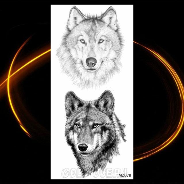 Luxury Tiger Temporary Tattoos Fox Wolf Fake Tattoo Sticker Realistic Black Animal Temporary Tattoo Stickers For Mens