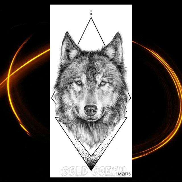 Luxury Tiger Temporary Tattoos Fox Wolf Fake Tattoo Sticker Realistic Black Animal Temporary Tattoo Stickers For Mens