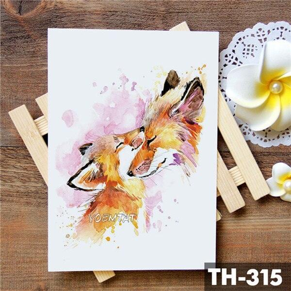 Luxury Waterproof Wolf Fox Temporary Watercolor Tattoo Sticker Modern 3D Animals Tattoos