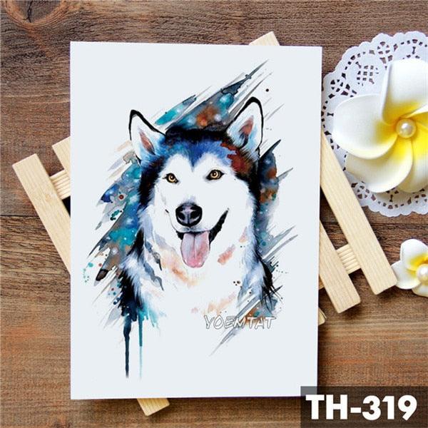 Luxury Waterproof Wolf Fox Temporary Watercolor Tattoo Sticker Modern 3D Animals Tattoos