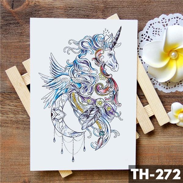 Luxury Waterproof Wolf Fox Temporary Watercolor Tattoo Sticker Modern 3D Animals Tattoos