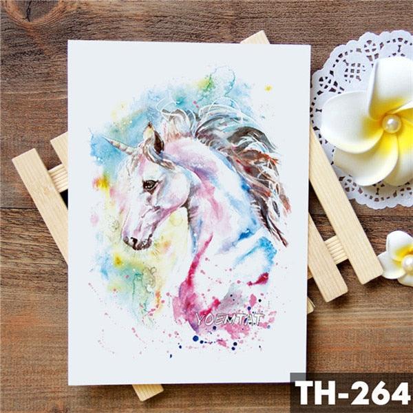 Luxury Waterproof Wolf Fox Temporary Watercolor Tattoo Sticker Modern 3D Animals Tattoos