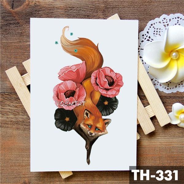 Luxury Waterproof Wolf Fox Temporary Watercolor Tattoo Sticker Modern 3D Animals Tattoos