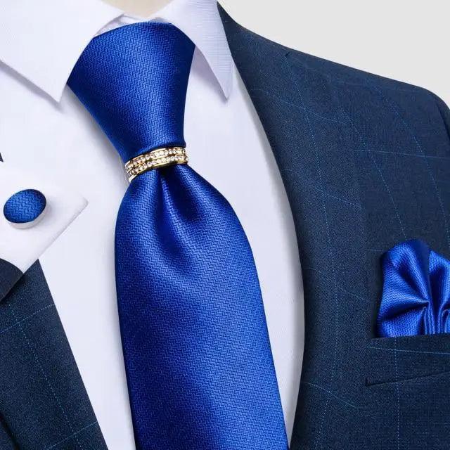 Luxury Wedding High Quality Solid Color Floral Tie For Men Fashion Silk Necktie Cufflink Silk Tie Set For Men
