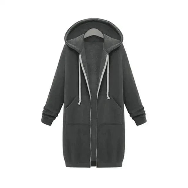 Luxury Women's Autumn Winter Thickening Hoodies Leisure Loose Hooded Jackets Pockets Plus Size Sweatshirt Sports Dresses Outwear Women's Hooded Flannel Jacket Casual Fleece Windbreaker Hoodie