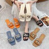 Luxury Women Summer Slipper Square Toe Chain Slippers Fashion Open Toe Metal Chain Beach Shopping Party Flip Flops For Women