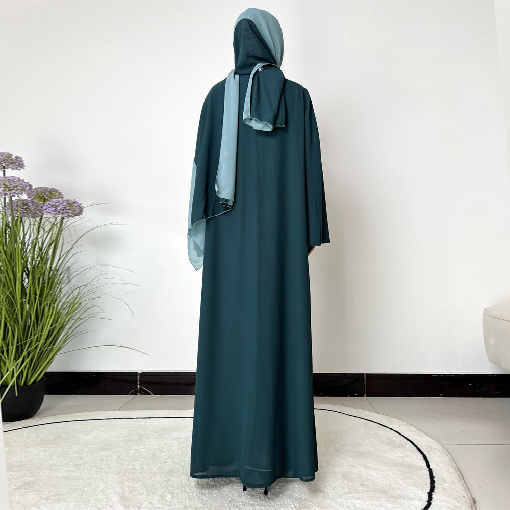 Patchwork Color Clash Abaya 2-Piece Set (MA100)