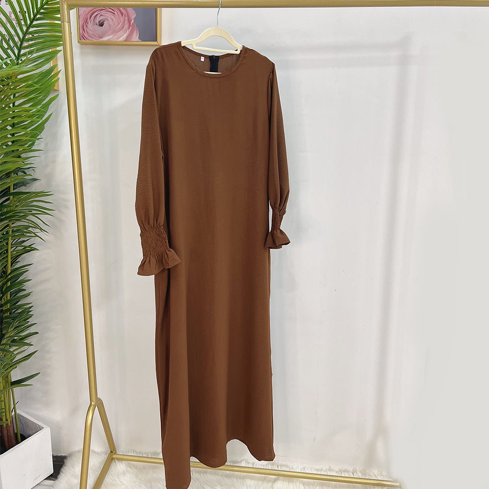 Elasticated Sleeve Abaya | Solid Colour Crepe Abaya With Elasticated Sleeve (MA107)