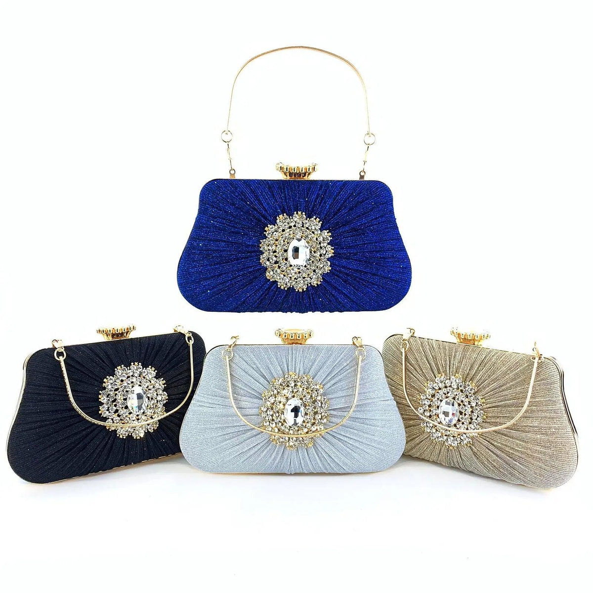 MAC033 Women's Pleated Craft Rhinestone Bag