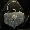 MAC056 Tassel Evening Clutch Bag Luxury Rhinestones Party Prom Purse Handbag With Detachable Chain